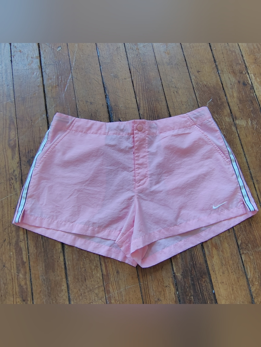 Nike Pink Athletic Shorts with White Stripe